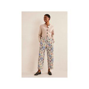 Boden NWT Printed Straight Leg Pant in Wild Bluebell, Size 10R